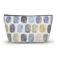 Watercolor Leaf Stamp Accessory Pouch w T-bottom in Navy